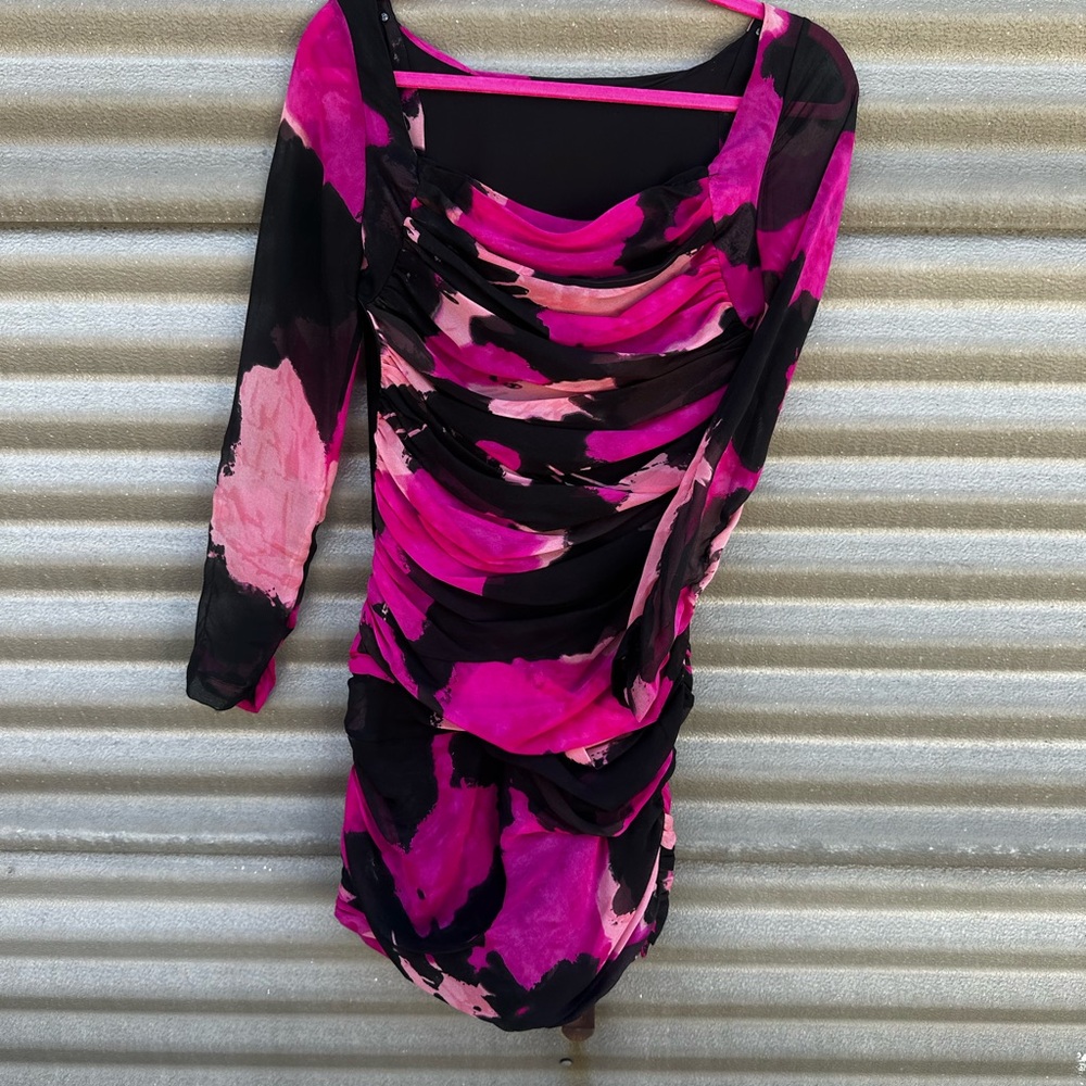 Elegant Pink and Black Women's Dress
